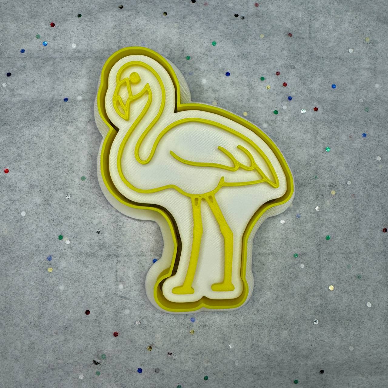 Flamingo Cookie Cutter & Stamp – Tropical Bird Design