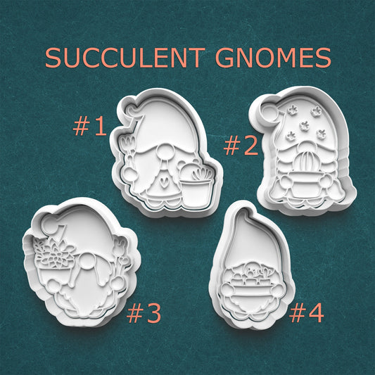 Succulent Gnome Cookie Cutter & Stamp Set – Garden Gnome Collection
