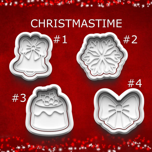 Christmastime Cookie Cutters – Festive Bells, Bows, Pudding & Snowflake