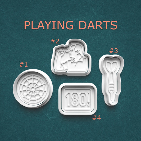 Playing Darts Cookie Cutter & Stamp Set
