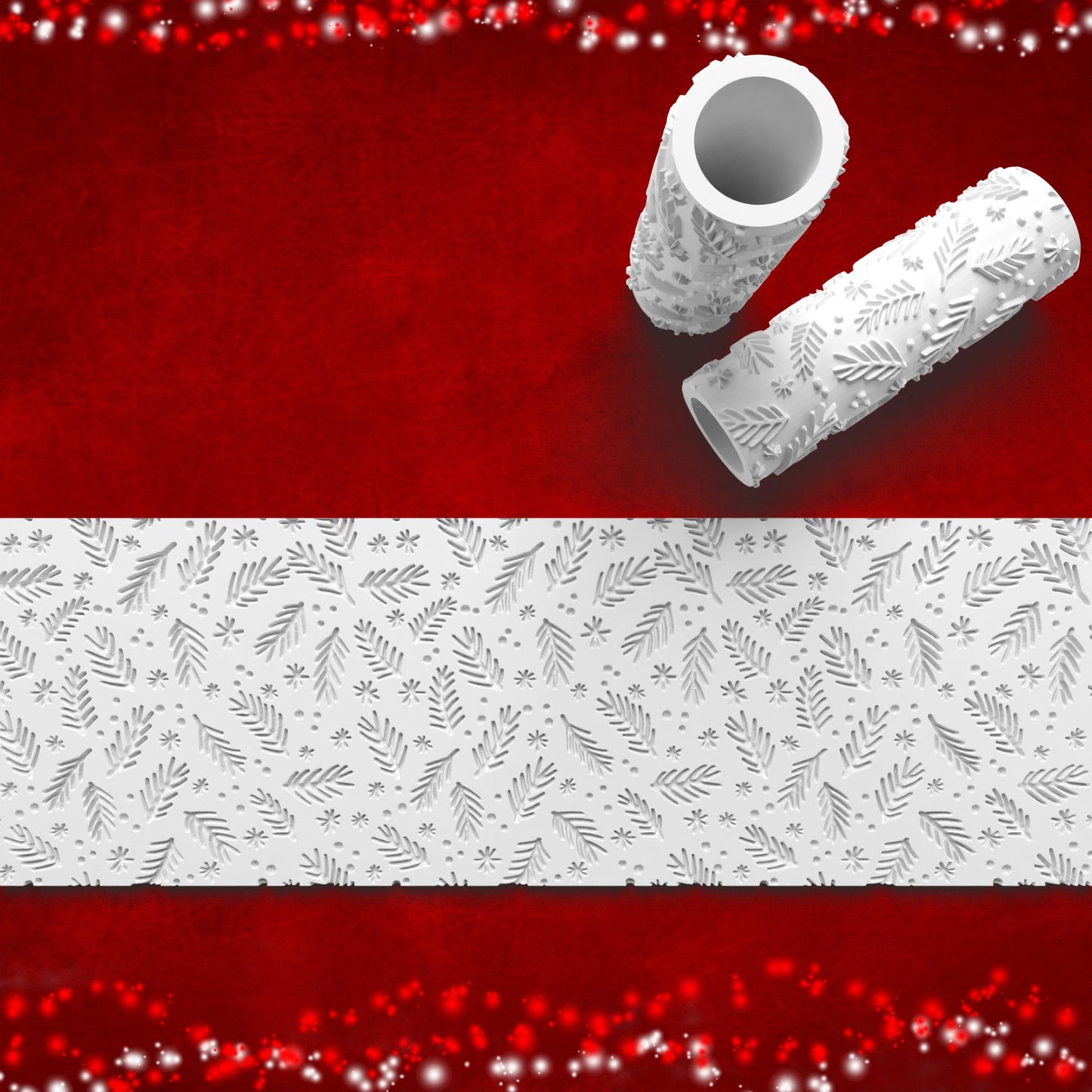 Pine Needles Texture Roller – Embossed Holiday Design for Clay & Fondant