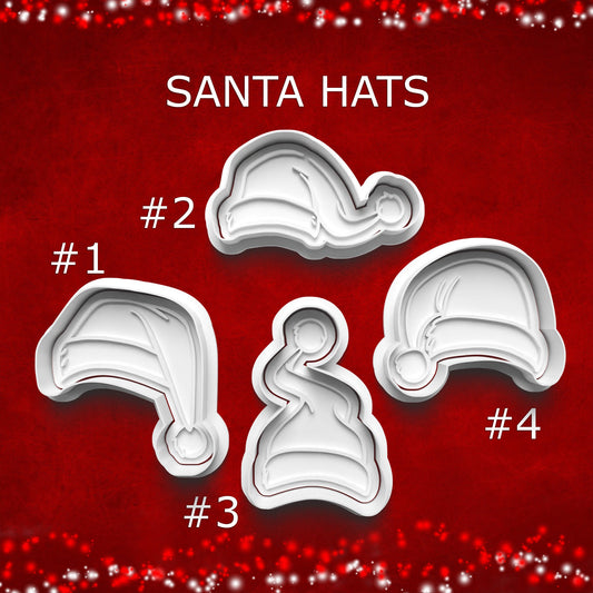 Santa Hats Cookie Cutter & Stamp Set – 4 Styles Available