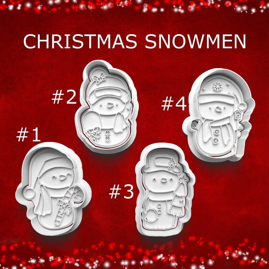Christmas Snowmen Cookie Cutter & Stamp Set – 4 Sizes Available