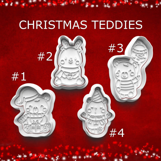 Christmas Teddies Cookie Cutters – Holiday Bear Designs in 4 Styles