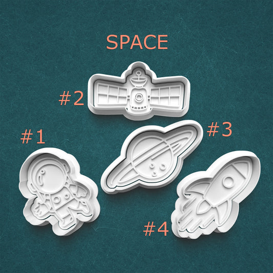 Space Cookie Cutter Set – Astronaut, Rocket, Planet & Satellite