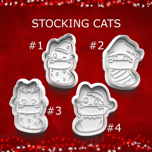 Stocking Cats Cookie Cutter & Stamp Set – 4 Styles Available