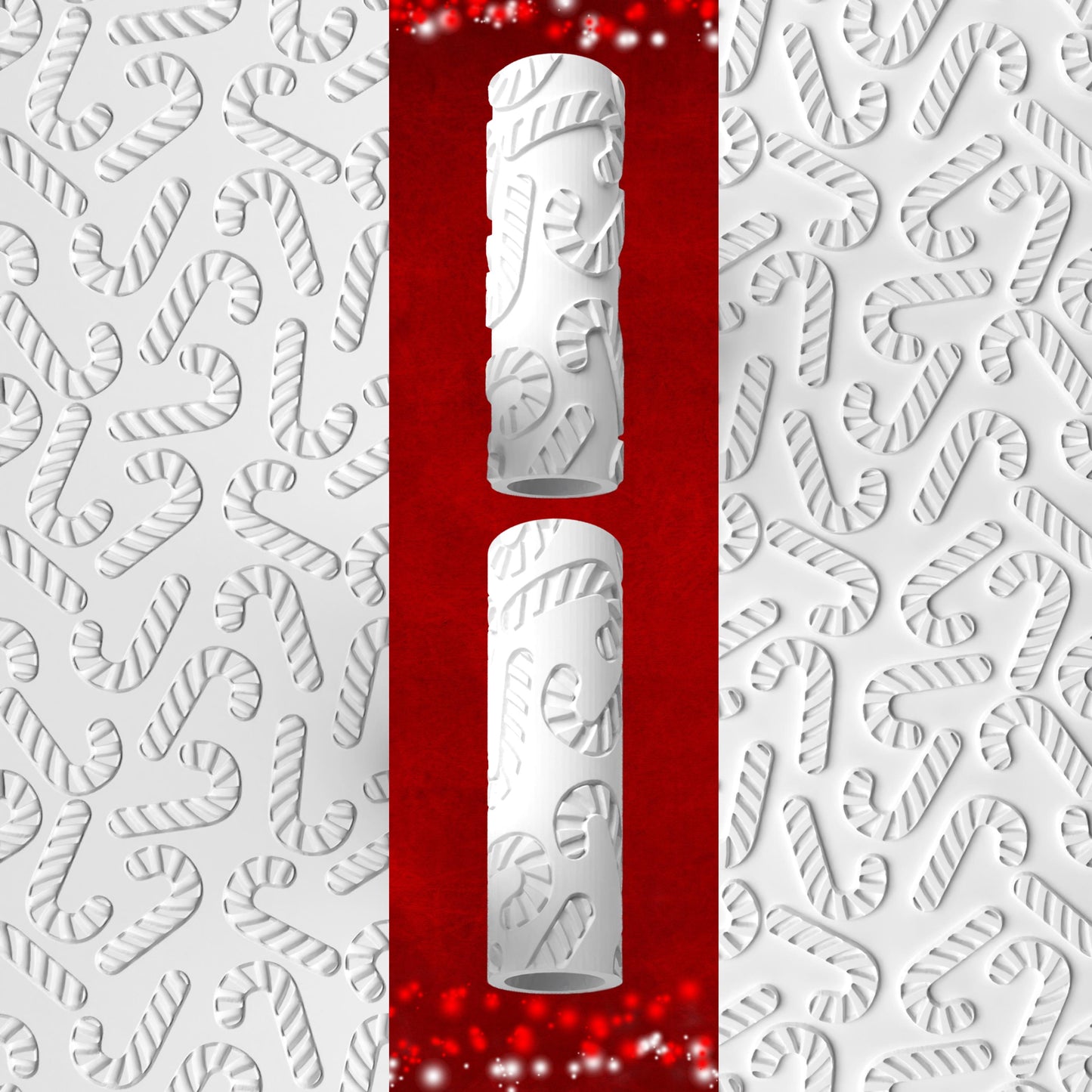 Candy Cane Texture Roller – Embossed & Debossed Holiday Design