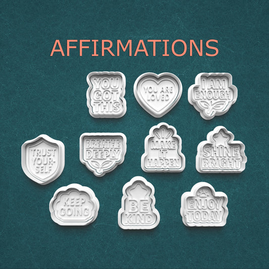 Affirmation Cookie Cutter Set – Positive Quotes for Mental Wellness and Encouragement