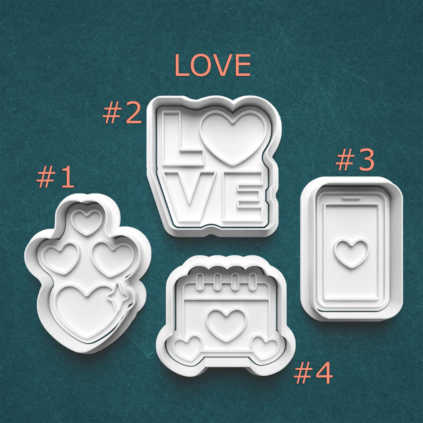 Love Cookie Cutter Set ~ Heart Shapes ~ LOVE Letters ~ Phone with Heart ~ Calendar