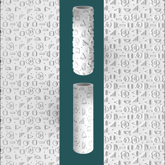 Math Symbols Texture Roller – School Icons for Clay, Fondant & Baking