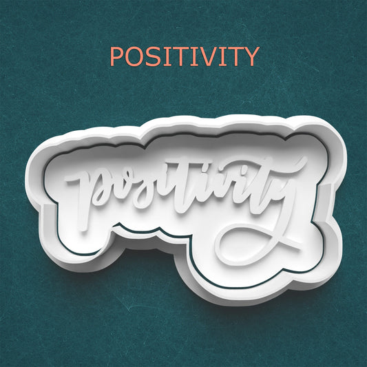 Positivity Cutter & Stamp – Uplifting Word Cookie or Clay Design