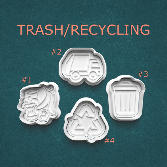 Trash & Recycling Cookie Cutter Set – Garbage Truck, Bin, Symbol, Trash