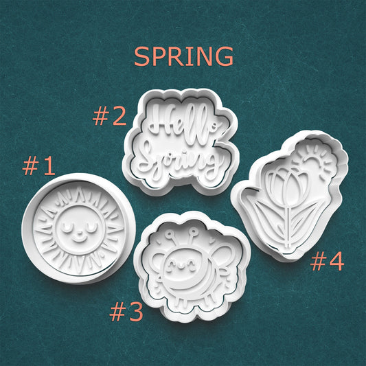 Spring Cookie Cutters – Sun, Hello Spring, Bee & Flower