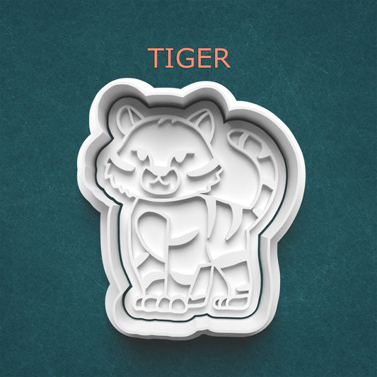 Tiger Cookie Cutter & Stamp – Fierce Jungle Animal Design | 4 Sizes Available