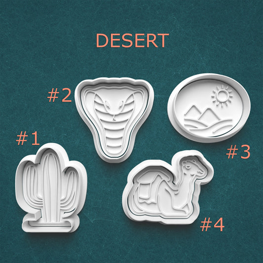 Desert Cookie Cutters – Cactus, Cobra, Pyramids & Camel (Tiny to Large)