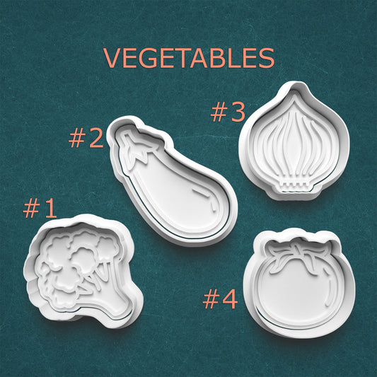 Vegetable Cookie Cutter & Stamp Set – 4 Fun Garden Veggie Shapes