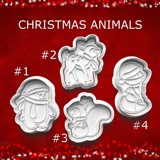 Christmas Animals Cookie Cutters – Winter Woodland Fox, Deer, Squirrel, and Bear