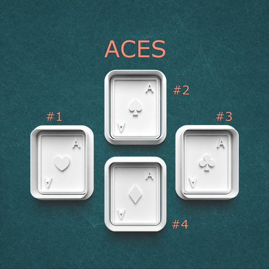 Playing Card Aces Cookie Cutter Set – Hearts, Spades, Clubs & Diamonds (Tiny to Large)