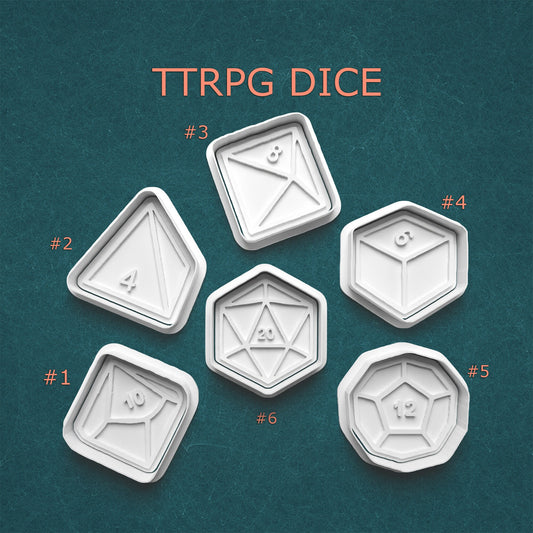 TTRPG Dice Cookie Cutter Set – 6 Polyhedral Designs