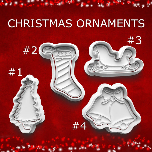 Christmas Ornaments Cookie Cutter Set – Tree, Stocking, Sleigh & Bells