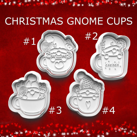 Christmas Gnome Cups Cookie Cutter & Stamp Set – 4 Styles Available