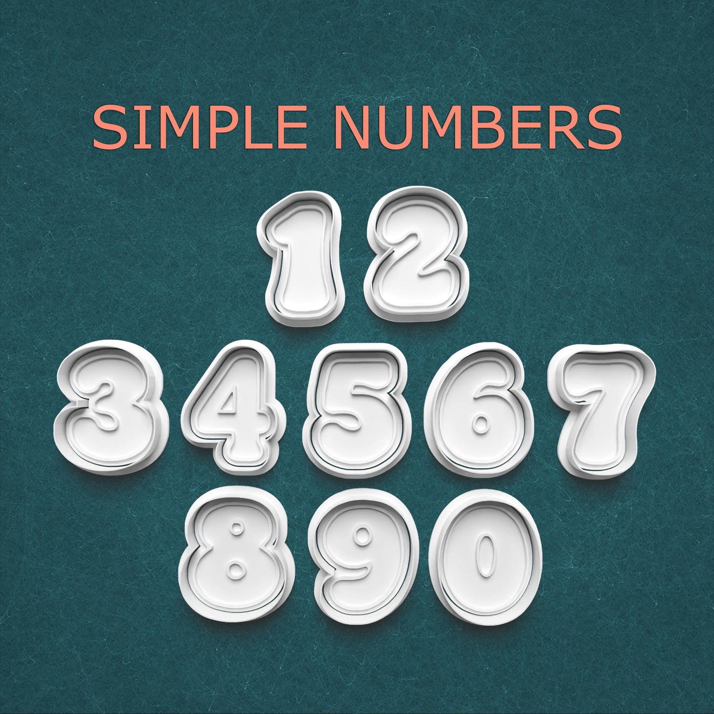 Simple Numbers Cookie Cutter Set ~ 0–9 Number Cutters ~ Birthday ~ Graduation Polymer Clay Stamp