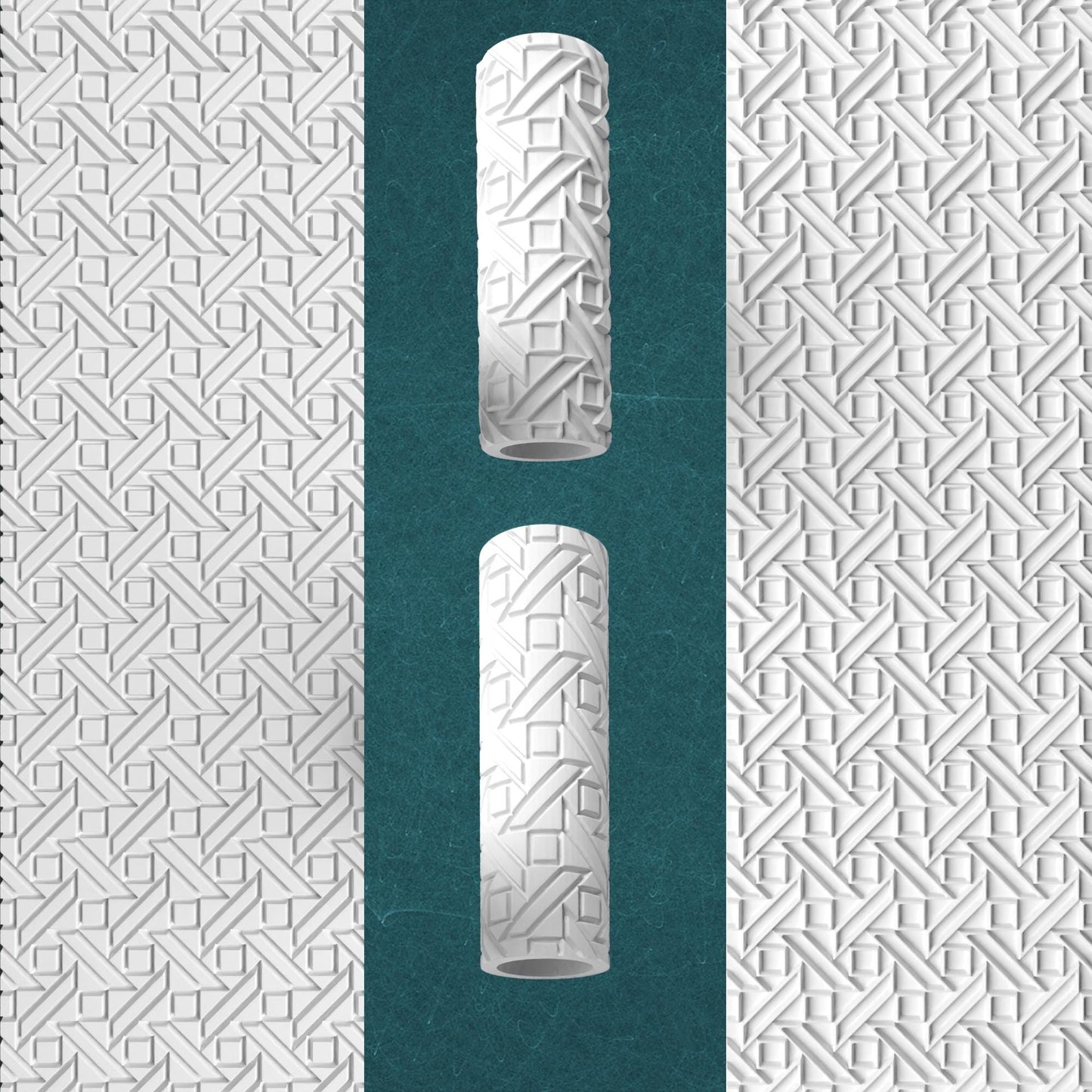 Retro Geometric Texture Roller – Embossed & Debossed Midcentury Pattern