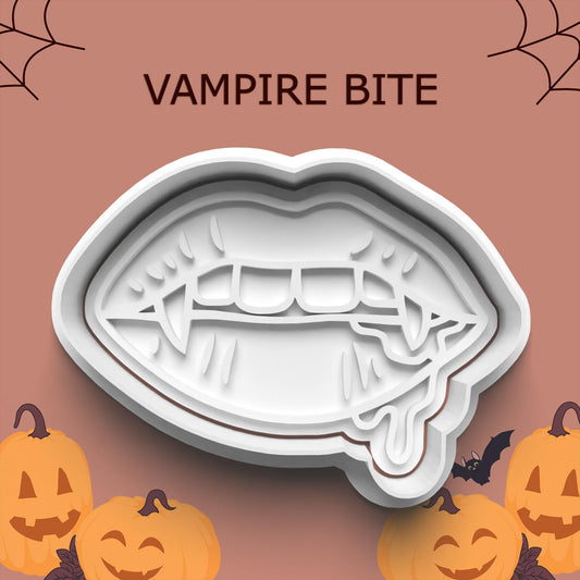 Vampire Bite Cookie Cutter – Dripping Fangs Halloween Lips