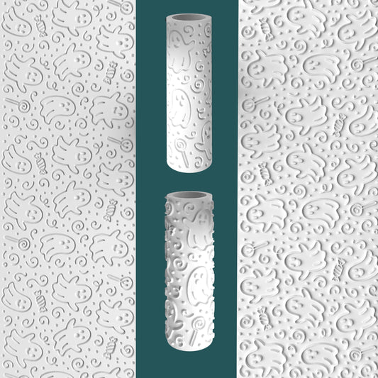 Halloween Ghosts & Candy Texture Roller – Spooky Cookie & Craft Design