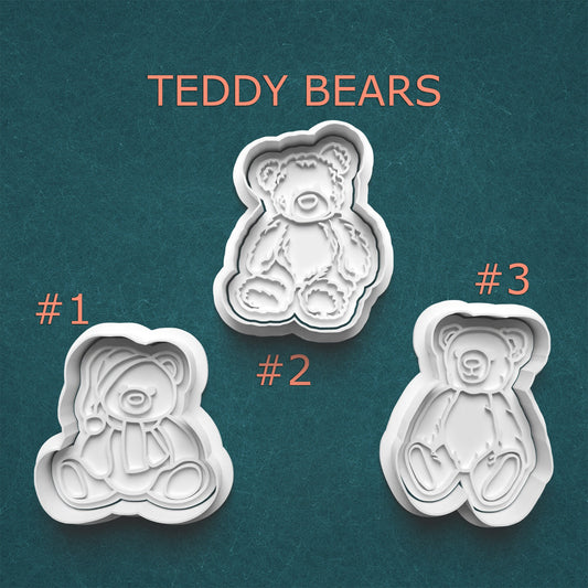 Teddy Bear Cookie Cutter & Stamp Set – 3 Styles Available