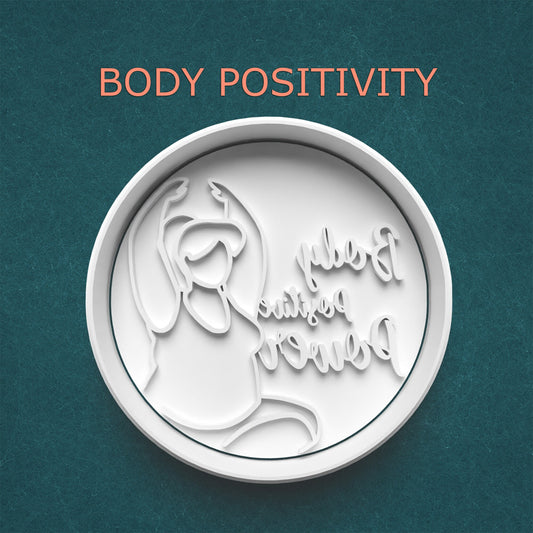 Body Positivity Cookie Cutter – Confident Woman with Inspirational Text | Round Shape | 4 Sizes
