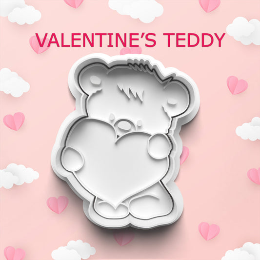 Valentine's Teddy Cookie Cutter – Heart Hug Bear
