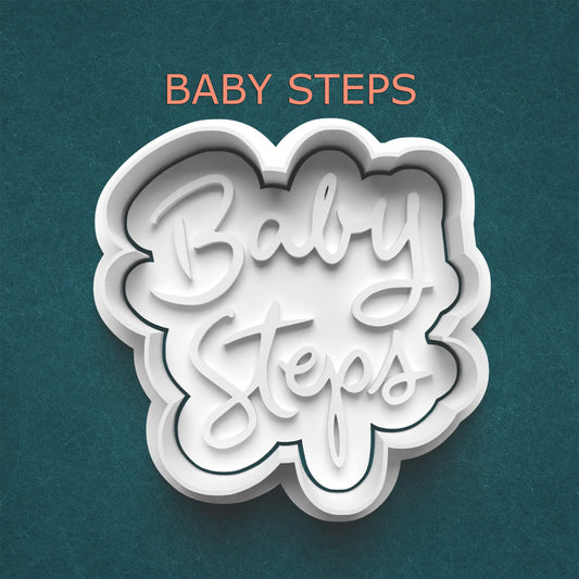 Baby Steps Cutter & Stamp – Handwritten Phrase Cookie Design