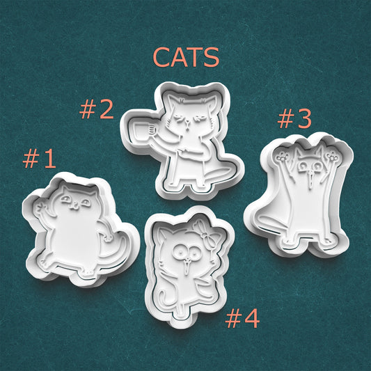 Cats Cutter & Stamp Set – Whimsical Kitty Cookie and Craft Designs