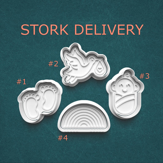 Stork Delivery Cutter & Stamp Set – Baby Shower Cookie and Craft Tools