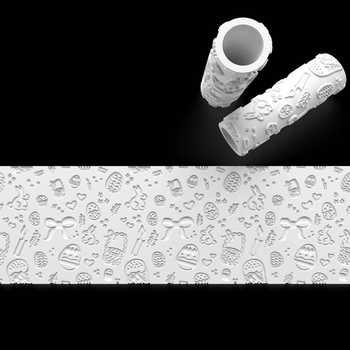 Easter Texture Roller – Bunny, Eggs, Basket & Flowers Design