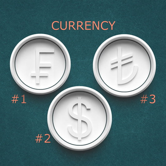 Currency Cutter & Stamp Set – Dollar, Franc, and Lira Coin Shapes