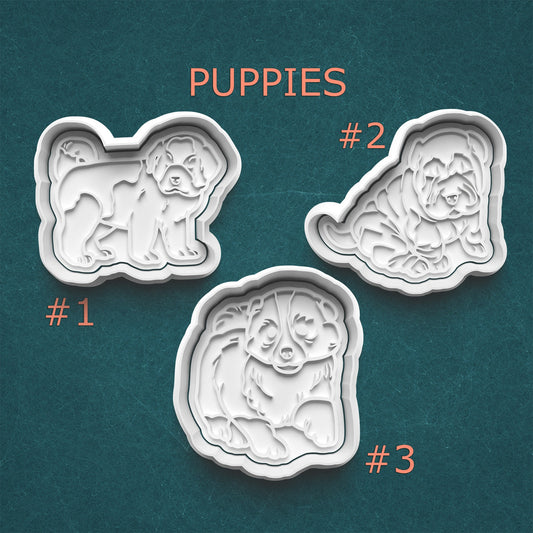 Puppy Dog Cookie Cutter Set – St. Bernard, Shar Pei & Sheepdog (4 Sizes)