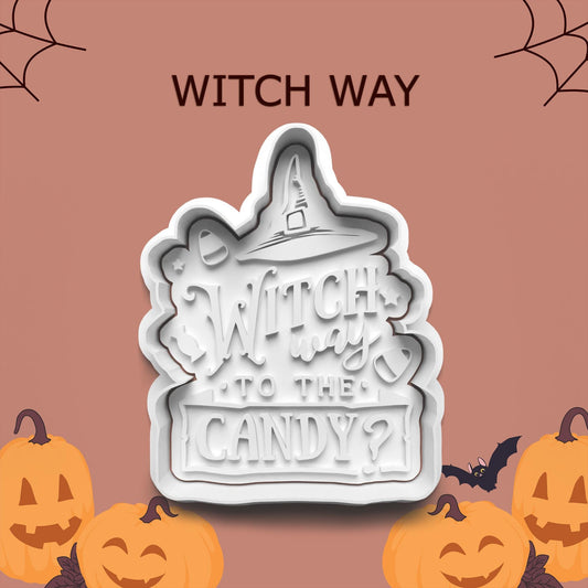 Witch Way to the Candy? Cutter & Stamp – Halloween Cookie Design