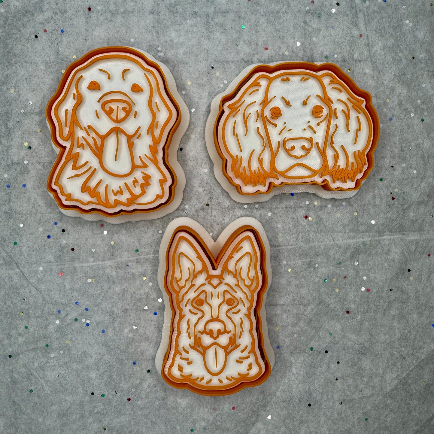 Dog Cookie Cutter & Stamp Set – Golden Retriever, German Shepherd, Springer Spaniel