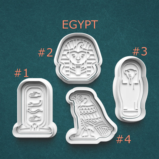 Ancient Egypt Cookie Cutter Set – Sphinx, Sarcophagus, Falcon & Hieroglyphics (4-Pack)