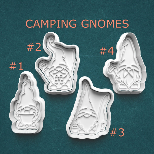 Camping Gnomes Cookie Cutter & Stamp Set – 4 Styles Available