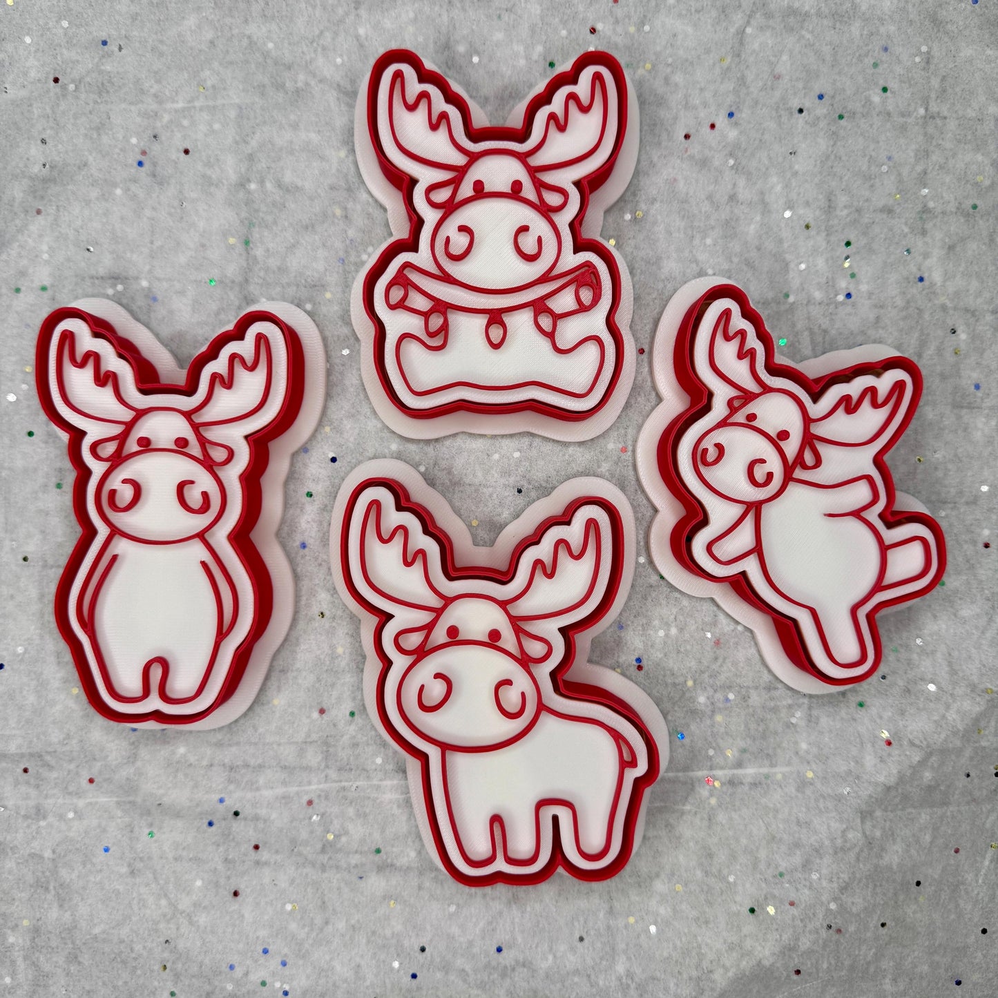 Christmas Moose Cookie & Clay Cutter Set – Cute Holiday Ornament Design