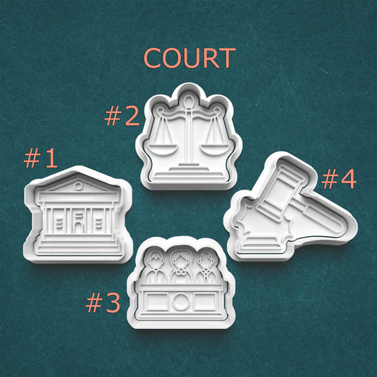 Courtroom Cookie Cutter Set – Gavel, Judge, Courthouse & Scales