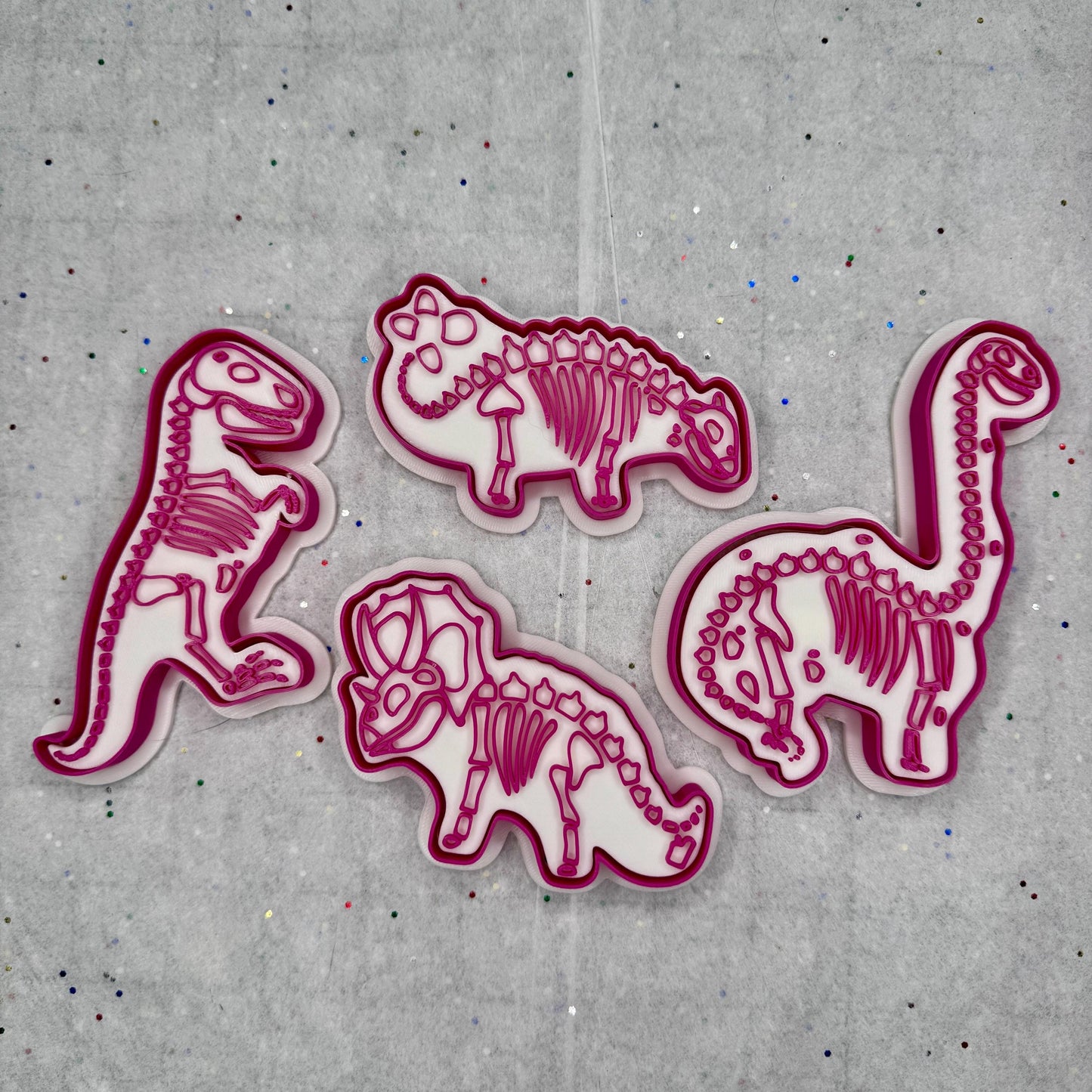 Dino Fossil Cookie Cutter Set – 4 Prehistoric Skeleton Designs