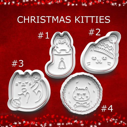 Christmas Kitties Cookie Cutters – 4 Adorable Festive Cat Designs