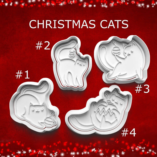 Christmas Cats Cookie Cutters – Playful Holiday Cats in 4 Styles