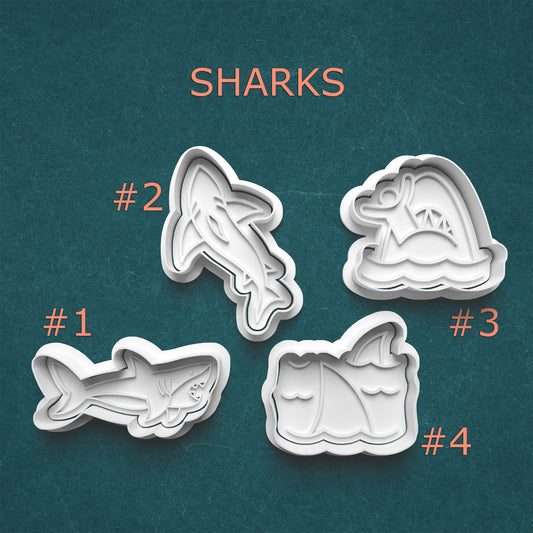 Sharks Cookie Cutter & Stamp Set – 4 Designs