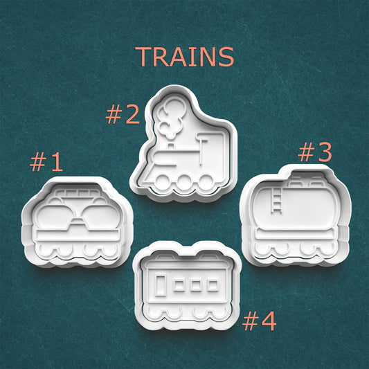 Train Cookie & Clay Cutter Set – Engine, Tank Car, Locomotive, Caboose