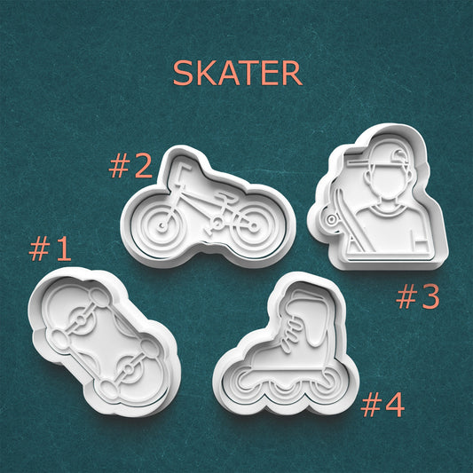 Skate & Ride Cookie & Clay Cutter Set – Skateboarder, Rollerblade, Bike, Skate